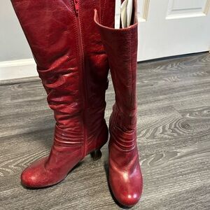 Miz Mooz Tall Red Leather Heeled Boots